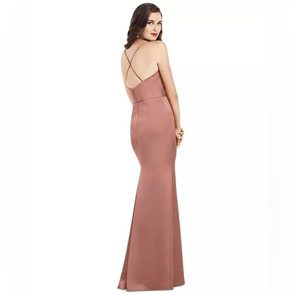 Dessy Collection Cowlneck Sleeveless Maxi Dress in Desert Rose Pink - Picture 2 of 11